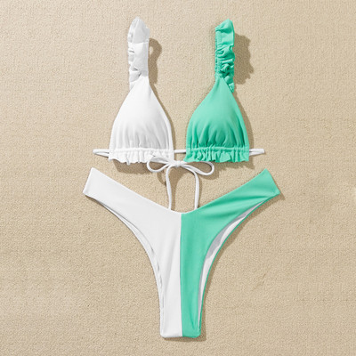 Ženski bikini kompleti Dvodijelni dvodijelni zavoji na vezivanje na stražnjoj strani, brzosušeći Push Up kupaći kostimi niskog struka