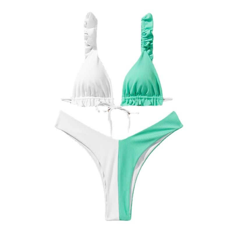 Ženski bikini kompleti Dvodijelni dvodijelni zavoji na vezivanje na stražnjoj strani, brzosušeći Push Up kupaći kostimi niskog struka