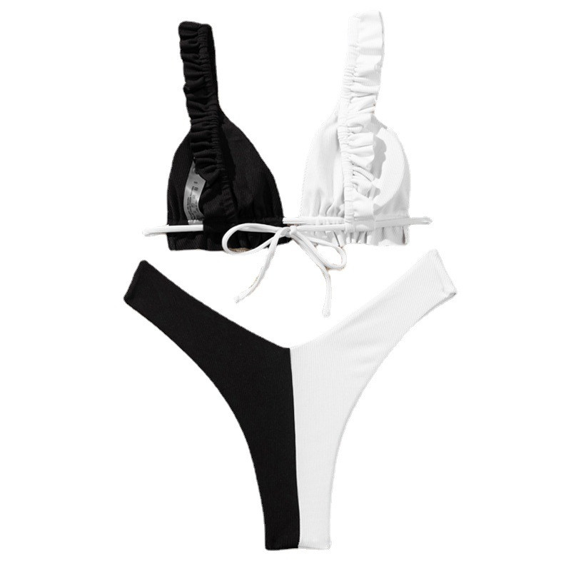 Ženski bikini kompleti Dvodijelni dvodijelni zavoji na vezivanje na stražnjoj strani, brzosušeći Push Up kupaći kostimi niskog struka