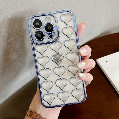 Luxus galvanizált telefontok iPhone 13 Pro 12 11 Pro Max XS XR X 7 8 Plus Lencsevédelem Szilikon 3D Szív alakú burkolat
