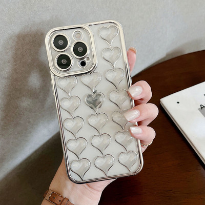 Luxus galvanizált telefontok iPhone 13 Pro 12 11 Pro Max XS XR X 7 8 Plus Lencsevédelem Szilikon 3D Szív alakú burkolat