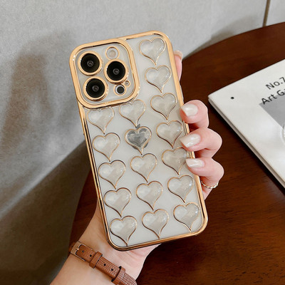 Luxus galvanizált telefontok iPhone 13 Pro 12 11 Pro Max XS XR X 7 8 Plus Lencsevédelem Szilikon 3D Szív alakú burkolat