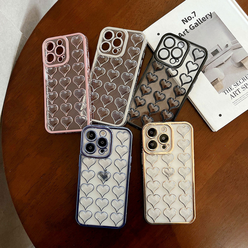 Luxus galvanizált telefontok iPhone 13 Pro 12 11 Pro Max XS XR X 7 8 Plus Lencsevédelem Szilikon 3D Szív alakú burkolat