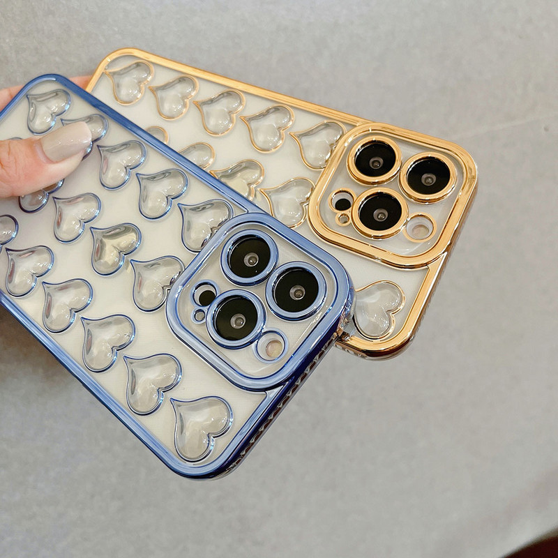 Luxus galvanizált telefontok iPhone 13 Pro 12 11 Pro Max XS XR X 7 8 Plus Lencsevédelem Szilikon 3D Szív alakú burkolat