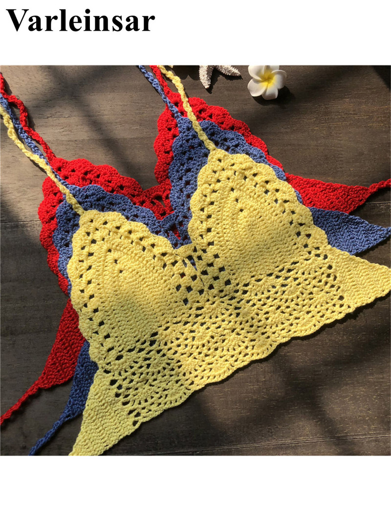 S - XL 9 boja Heklani pleteni gornji dio bikinija Ženski kupaći kostim Ženski kupaći kostim Kupaći kostim Izdubljeni gornji dio za plažu V4193