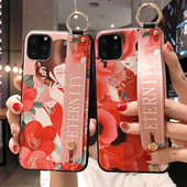 Θήκες με λουράκια καρπού για iphone 12 11 Pro Max Xs XR X Vintage Flower Soft Silicone Θήκη για τηλέφωνο για iphone 7 6 6S 8 plus