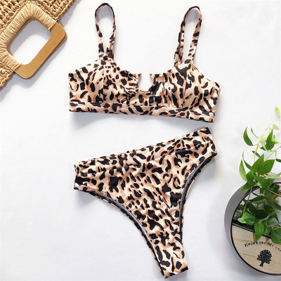 NOVI Leopard kupaći kostim Bikini visokog struka Ženski kupaći kostim Dvodijelni bikini komplet Bather Kupaći kostim s uzorkom zmije V1712L