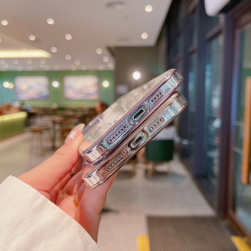 Θήκη τηλεφώνου Diamond Flower για iPhone 13 Pro Max 11 12 pro Max 12pro 13Pro 11Pro Πολυτελής επιμετάλλωση Διαφανές πίσω κάλυμμα