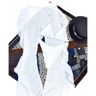 S- XL 3PCS s naboranim hlačama za plažu Bikini Ženski kupaći kostim Ženski kupaći kostim Trodijelni komplet bikinija Kupaći kostim Swim V3005B