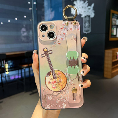 Θήκη με λουρί καρπού φιόγκου για iPhone 13 12 11 Pro Max Xs Max XR 7 8 Plus SE Fashion Flower Προστασία θήκης τηλεφώνου από σιλικόνη