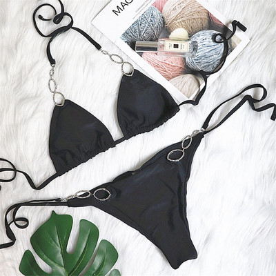 Brazilski bikini ženski kupaći kostim s halterima i trzanjem za stražnjicu