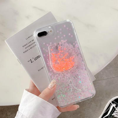 3D Wine Glass Glitter Phone Case za iPhone 11 Pro XS Max X XR SE 6S 6 7 8 Plus SE2 Liquid Quicksand Bling Sequins Case Cover
