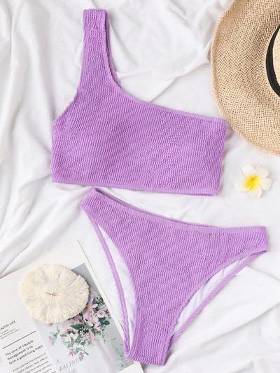 Seksi naborani bikini na jedno rame Ženski kupaći kostim Ženski kupaći kostim Dvodijelni komplet bikinija Kupaći kostim za plivanje V1560