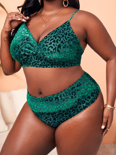 0XL - 4XL Leopard bikini velikih kupaćih kostima velikih veličina Ženski kupaći kostim Ženski dvodijelni bikini komplet Kupaći kostim za plivanje V3784
