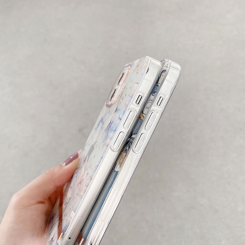 Θήκη Boucho Luxury Soft Silicone For iPhone 13 Pro Max 12 11 Pro Max XS X 7 8 plus SE XR Διάφανη θήκη λουλουδιών