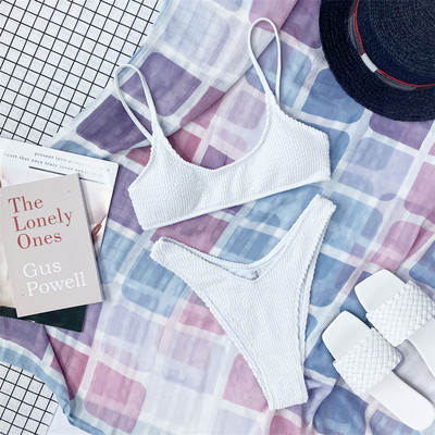 Novi seksi naborani bikini ženski kupaći kostim Ženski kupaći kostim Dvodijelni komplet kupaćih kupaćih kostima srednjeg struka Swim V3032P