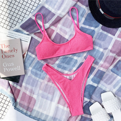 Novi seksi naborani bikini ženski kupaći kostim Ženski kupaći kostim Dvodijelni komplet kupaćih kupaćih kostima srednjeg struka Swim V3032P