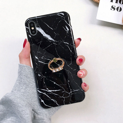 Θήκη τηλεφώνου Boucho Luxury Diamond Ring Stand για iPhone X XS MAX XR Μαρμάρινη θήκη για iPhone 6 6S 7 8 Plus Θήκη με δαχτυλίδι