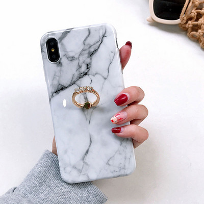 Θήκη τηλεφώνου Boucho Luxury Diamond Ring Stand για iPhone X XS MAX XR Μαρμάρινη θήκη για iPhone 6 6S 7 8 Plus Θήκη με δαχτυλίδι