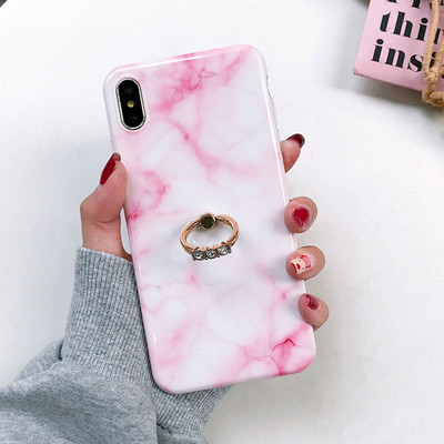 Θήκη τηλεφώνου Boucho Luxury Diamond Ring Stand για iPhone X XS MAX XR Μαρμάρινη θήκη για iPhone 6 6S 7 8 Plus Θήκη με δαχτυλίδι