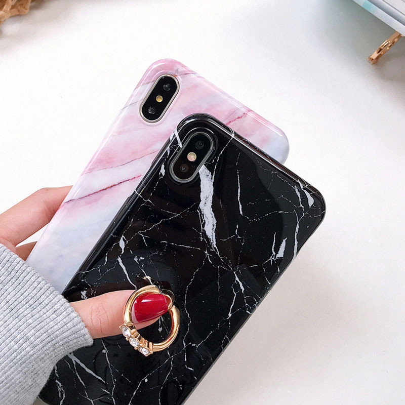 Θήκη τηλεφώνου Boucho Luxury Diamond Ring Stand για iPhone X XS MAX XR Μαρμάρινη θήκη για iPhone 6 6S 7 8 Plus Θήκη με δαχτυλίδι
