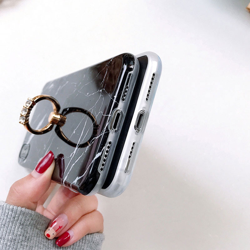 Θήκη τηλεφώνου Boucho Luxury Diamond Ring Stand για iPhone X XS MAX XR Μαρμάρινη θήκη για iPhone 6 6S 7 8 Plus Θήκη με δαχτυλίδι