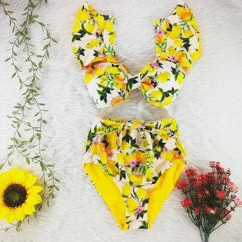 Νέο Bikini Floral Σετ μπικίνι με βολάν Γυναικείο με λαιμόκοψη με λαιμόκοψη δύο τεμαχίων μαγιό για κορίτσι μαγιό παραλίας Μπικίνια