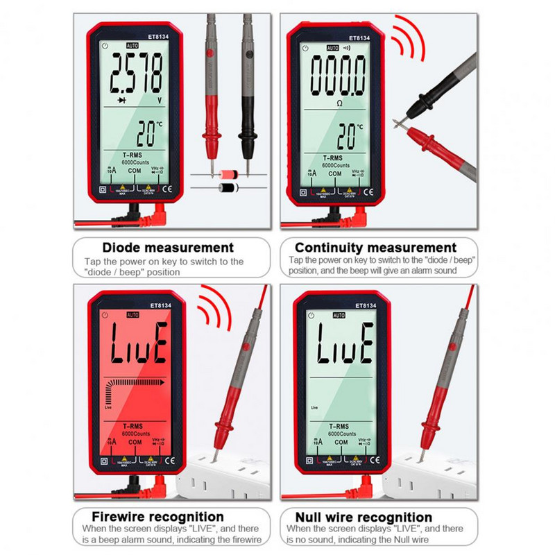 1 készlet Intelligens multiméter, nagy pontosságú elektromos multiméter LCD áramellenállású AC/DC digitális multiméter