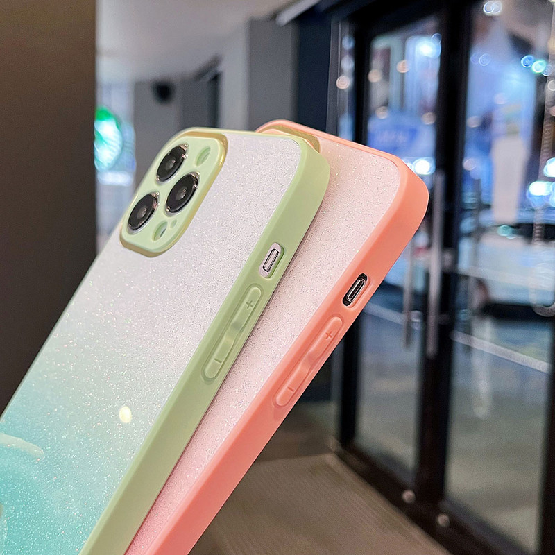 Flash πούδρα μαλακή σιλικόνη Κέλυφος τηλεφώνου Gradient για iphone 13 12 11 Pro Max XS XR X 7 8 Plus SE Μοντέρνο απλό πίσω κάλυμμα
