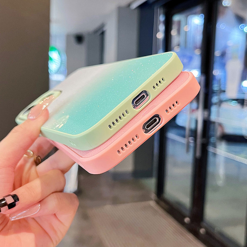 Flash πούδρα μαλακή σιλικόνη Κέλυφος τηλεφώνου Gradient για iphone 13 12 11 Pro Max XS XR X 7 8 Plus SE Μοντέρνο απλό πίσω κάλυμμα