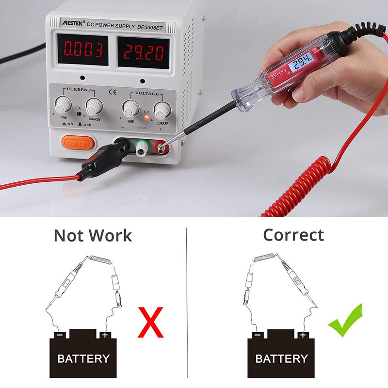 Univerzális LCD digitális autós áramkör tesztelő tápszonda gépjármű diagnosztikai eszköz 5-48V elektromos fénybiztosíték feszültség teszttoll