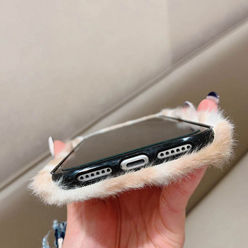Моден плюшен калъф за телефон с леопард за iPhone 11 Pro Max XS Max X XR Калъфи Пухкав топъл калъф за iPhone 6 6S 7 8 Plus Case