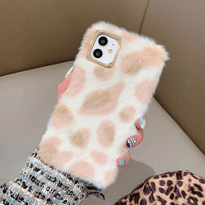 Fashion βελούδινη θήκη τηλεφώνου Leopard για iPhone 11 Pro Max XS Max X XR Θήκες Γούνινο χνουδωτό ζεστό κάλυμμα για iPhone 6 6S 7 8 Plus