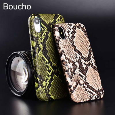 Boucho Soft Phone Cover за iPhone 12 11 pro max Snake Skin Leather Ultra Slim калъф за iphone SE 6 6s 7 8 Plus X XS MAX XR Case