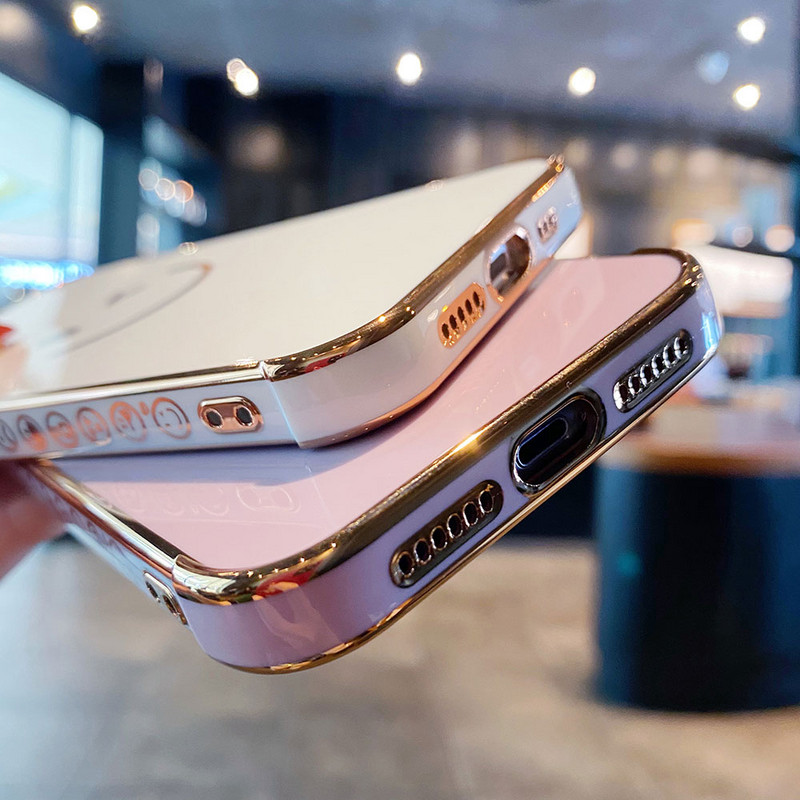 Πολυτελής επιμετάλλωση θήκη τηλεφώνου για iPhone 12Pro Max 13 Mini για iPhone 11 Pro Max XS X XR 7 8 Plus Χρυσό κάλυμμα smiley