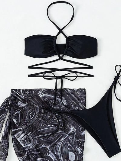 Sa Sarong Wrap Around Bikini Ženski kupaći kostim Ženski kupaći kostim Trodijelni komplet bikinija Kupaći kostim Swim Lady V4072