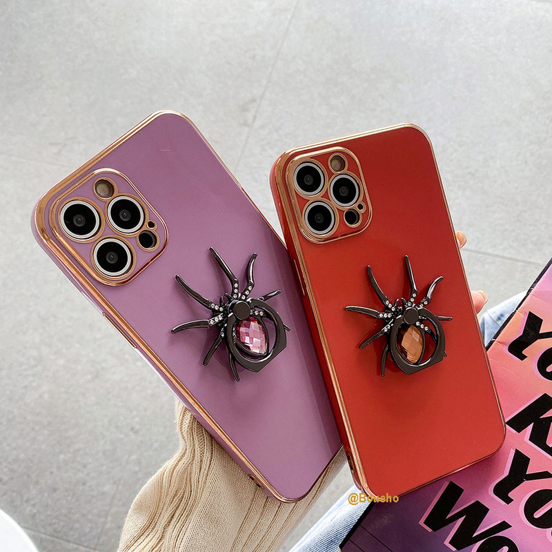 Husă de telefon de lux galvanizată Spider Ring pentru iphone 13 12 Pro MAX 11 Pro Max XS XR X SE 7 8 plus Suport pentru telefon Husă cu prindere inel