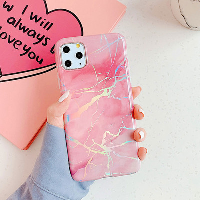 Μόδα θήκη τηλεφώνου Laser Marble Texture για iPhone 12 11 pro Max XS Max X XR 6 6S 7 8 Plus Απαλό προστατευτικό πίσω κάλυμμα τηλεφώνου IMD