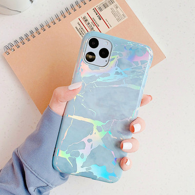 Μόδα θήκη τηλεφώνου Laser Marble Texture για iPhone 12 11 pro Max XS Max X XR 6 6S 7 8 Plus Απαλό προστατευτικό πίσω κάλυμμα τηλεφώνου IMD