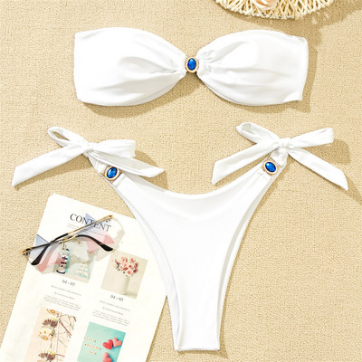 Novi sjajni nakit Bandeau bikini u obliku mašni Ženski kupaći kostim Ženski kupaći kostim Dvodijelni komplet bikinija Kupaći kostim za kupanje V3013H
