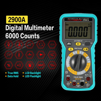 Πολύμετρο αυτοκινήτου 6000 μετράει True RMS AC/DC Volt Amp Ohm Dwell Angle Rotational Speed Tester