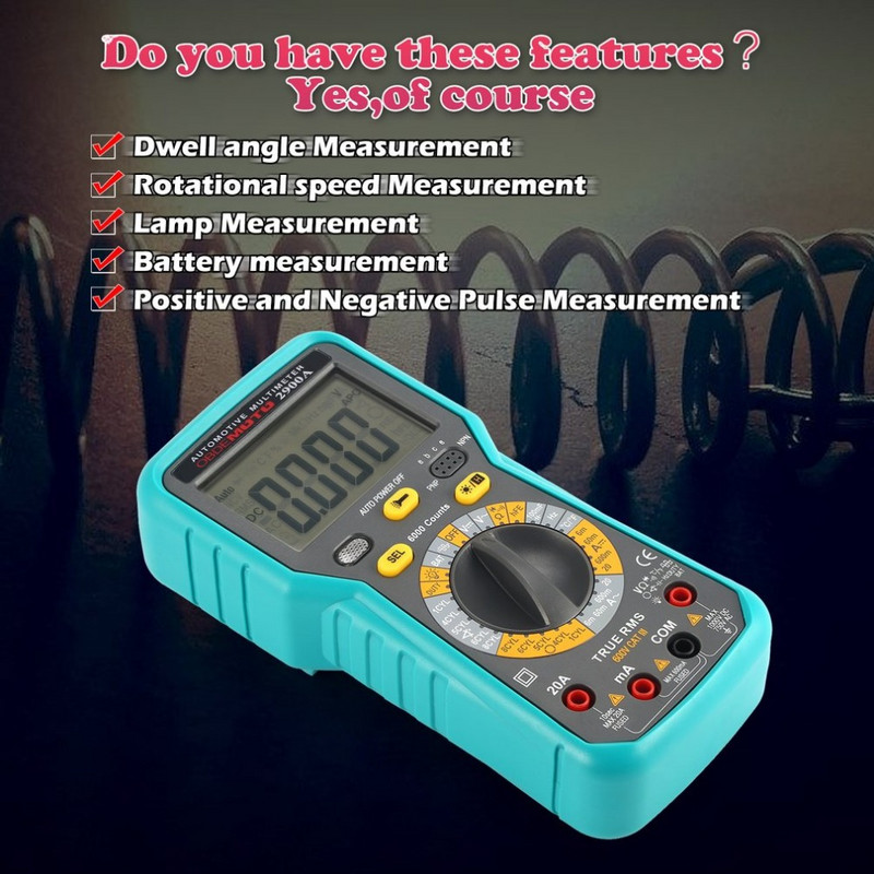 Automobilski multimetar 6000 brojača True RMS AC/DC Volt Amp Ohm Kut zadržavanja Tester brzine rotacije