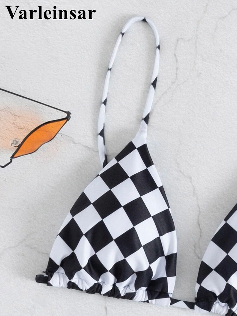 S mrežastom mrežastom prozirnom suknjom Karirani bikini ženski kupaći kostim Ženski kupaći kostim Trodijelni komplet bikinija Kupaći kostim za plivanje V4260