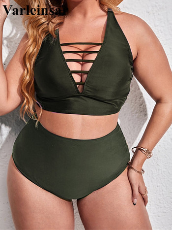 0XL - 4XL Sexy V Neck Bikini Large Size Swimwear Plus Size Γυναικείο μαγιό Γυναικείο Σετ μπικίνι δύο τεμαχίων Μαγιό V3783