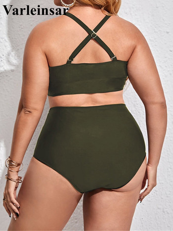 0XL - 4XL Sexy V Neck Bikini Large Size Swimwear Plus Size Γυναικείο μαγιό Γυναικείο Σετ μπικίνι δύο τεμαχίων Μαγιό V3783