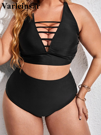 0XL - 4XL Sexy V Neck Bikini Large Size Swimwear Plus Size Γυναικείο μαγιό Γυναικείο Σετ μπικίνι δύο τεμαχίων Μαγιό V3783