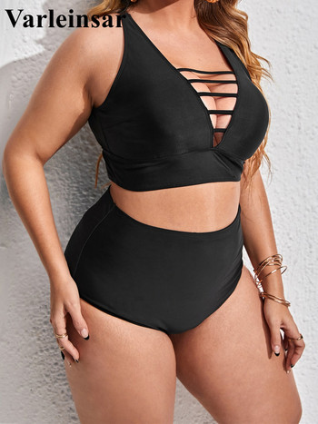 0XL - 4XL Sexy V Neck Bikini Large Size Swimwear Plus Size Γυναικείο μαγιό Γυναικείο Σετ μπικίνι δύο τεμαχίων Μαγιό V3783