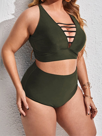 0XL - 4XL Seksi bikini s V izrezom velikih kupaćih kostima Ženski kupaći kostim velikih veličina Ženski dvodijelni bikini komplet Kupaći kostim V3783