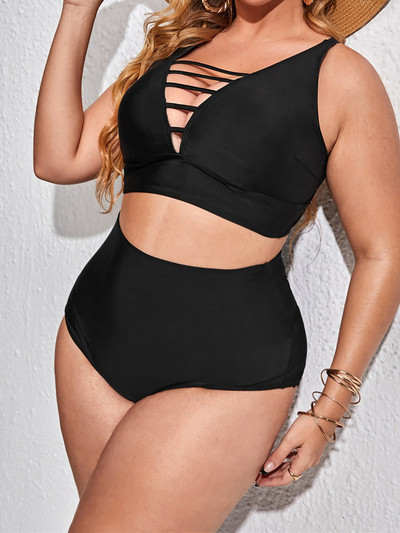 0XL - 4XL Seksi bikini s V izrezom velikih kupaćih kostima Ženski kupaći kostim velikih veličina Ženski dvodijelni bikini komplet Kupaći kostim V3783