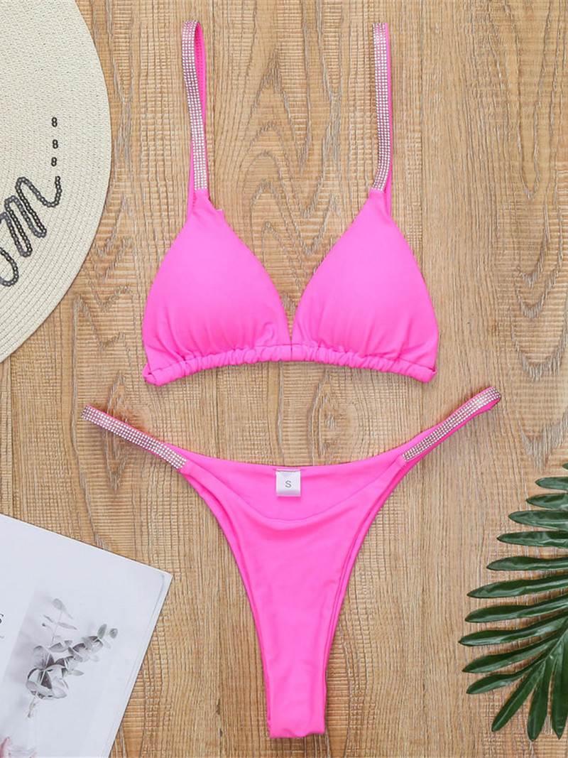 Új szexi mini bikini női fürdőruha Női fürdőruha Kétrészes bikini szett flitter Párnázott fürdőruha Swim Lady V2043P